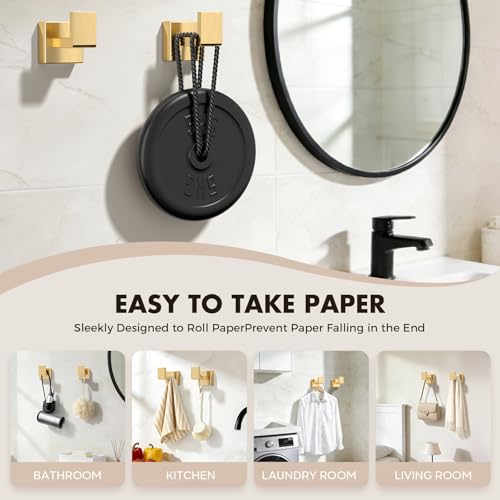PAHSFS Bathroom Accessory Towel Bar Set: 10 Pieces Gold Bathroom Hardware Square SUS304 Stainless Steel - Wall Mounted Towel Rack&Toilet Paper Holder&Towel Ring and Towel Hook - Image 5