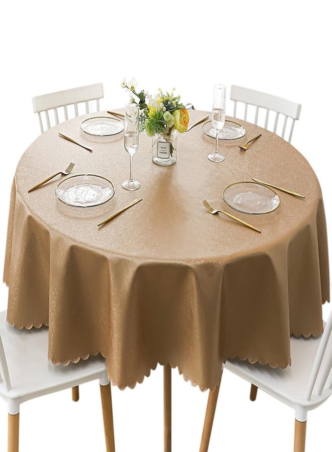 Jeloris Round Waterproof Vinyl Tablecloth, Stain Resistant Heavy Plastic Tablecloth, Wipeable Spillproof Oil-Proof Vinyl Table Cover for Kitchen, Dining, Parties, Wedding (48 inch, Coffee) - Image 1