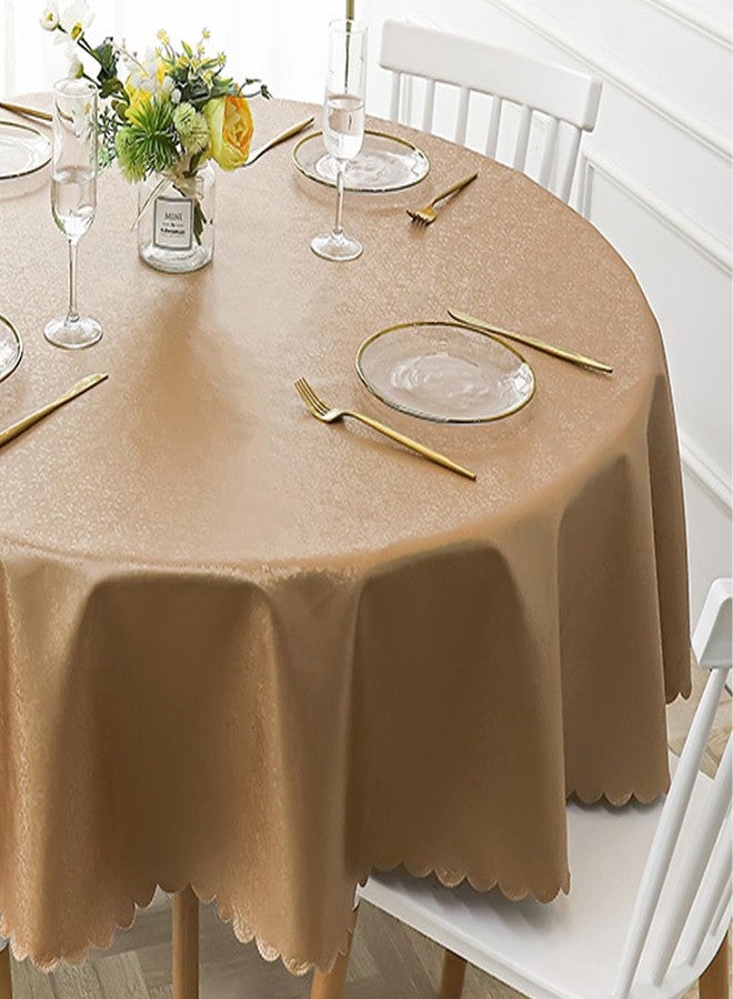 Jeloris Round Waterproof Vinyl Tablecloth, Stain Resistant Heavy Plastic Tablecloth, Wipeable Spillproof Oil-Proof Vinyl Table Cover for Kitchen, Dining, Parties, Wedding (48 inch, Coffee) - Image 4