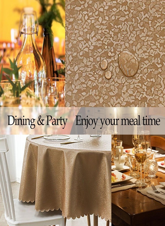 Jeloris Round Waterproof Vinyl Tablecloth, Stain Resistant Heavy Plastic Tablecloth, Wipeable Spillproof Oil-Proof Vinyl Table Cover for Kitchen, Dining, Parties, Wedding (48 inch, Coffee) - Image 5