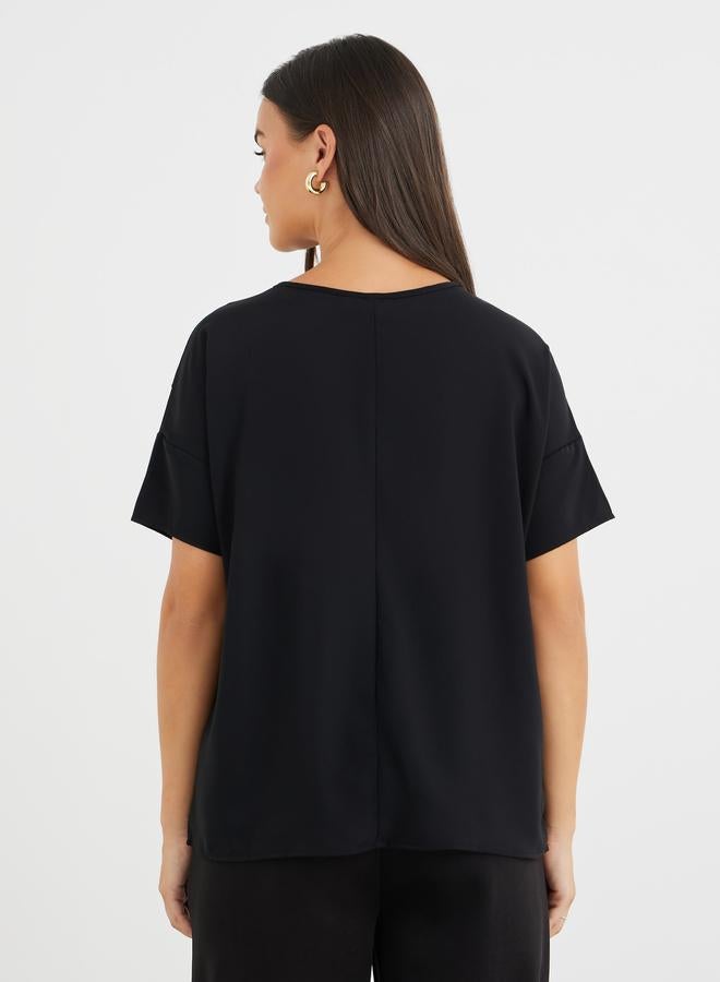 Styli Keyhole Neckline Short Sleeve Blouse - Image 5