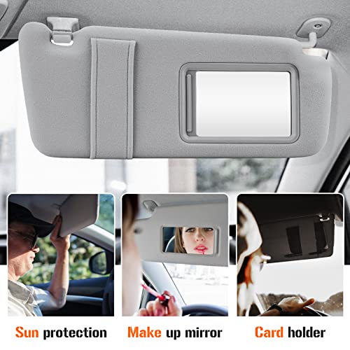 AEagle Sun Visor with Light for 2009-2016 Toyota Venza with Sunroof, Right Passenger Side Gray Sunvisor Replacement 74320-0T021-B1 - Image 4