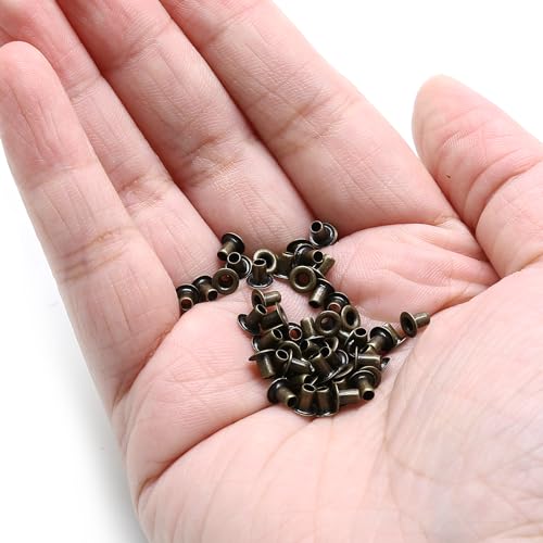Litoexpe 2MM Tiny Grommets Eyelets 200 Pcs, Self Backing Eyelets for Bead Cores, Clothes, Leather, Canvas (Antique Brass) - Image 5