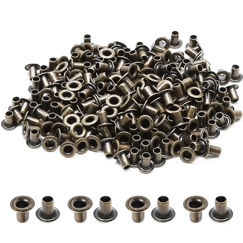 Litoexpe 2MM Tiny Grommets Eyelets 200 Pcs, Self Backing Eyelets for Bead Cores, Clothes, Leather, Canvas (Antique Brass) - Image 1