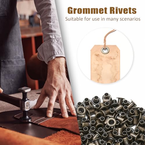Litoexpe 2MM Tiny Grommets Eyelets 200 Pcs, Self Backing Eyelets for Bead Cores, Clothes, Leather, Canvas (Antique Brass) - Image 4