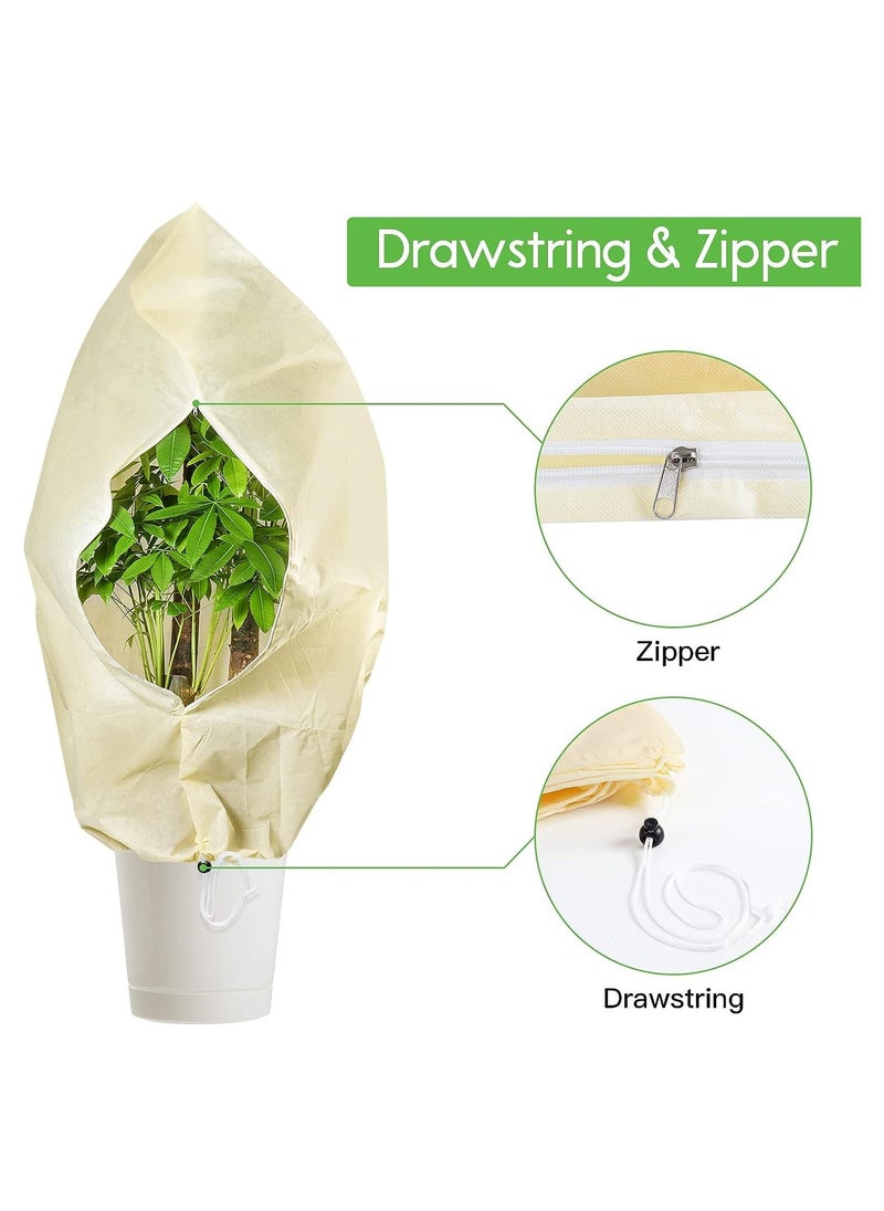 SYOSI Plant Covers Freeze Protection 47.2”×70.8” Freeze Protection Winter Plant Film Cover with Zipper and Drawstring Reusable Waterproof Frost Protection Cloth for Outdoor Plants Fruit Tree Potted 4 Pack  - Image 3