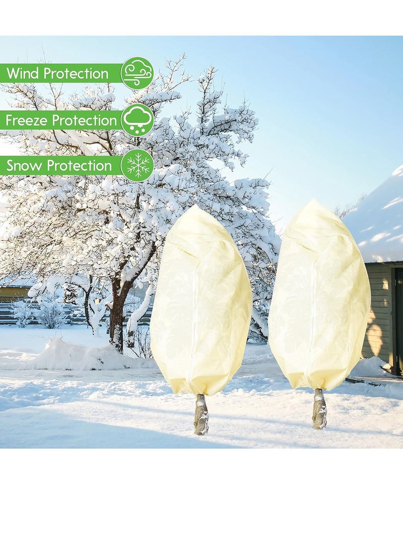 SYOSI Plant Covers Freeze Protection 47.2”×70.8” Freeze Protection Winter Plant Film Cover with Zipper and Drawstring Reusable Waterproof Frost Protection Cloth for Outdoor Plants Fruit Tree Potted 4 Pack  - Image 2