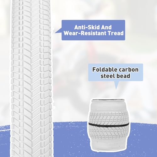 BALINGE 20 BMX Bike tire 2 Pack 20 x 2.125 20 Bike Tires 2 Pack Folding Replacement Tires Fits Most Kids Bikes,20 inch BMX Tires 2 pcs,20x2.125 Bicycle tire，White - 2 Tires - Image 3
