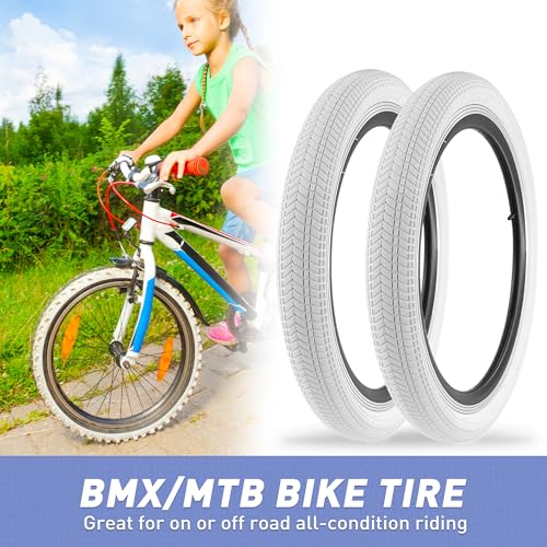 BALINGE 20 BMX Bike tire 2 Pack 20 x 2.125 20 Bike Tires 2 Pack Folding Replacement Tires Fits Most Kids Bikes,20 inch BMX Tires 2 pcs,20x2.125 Bicycle tire，White - 2 Tires - Image 5