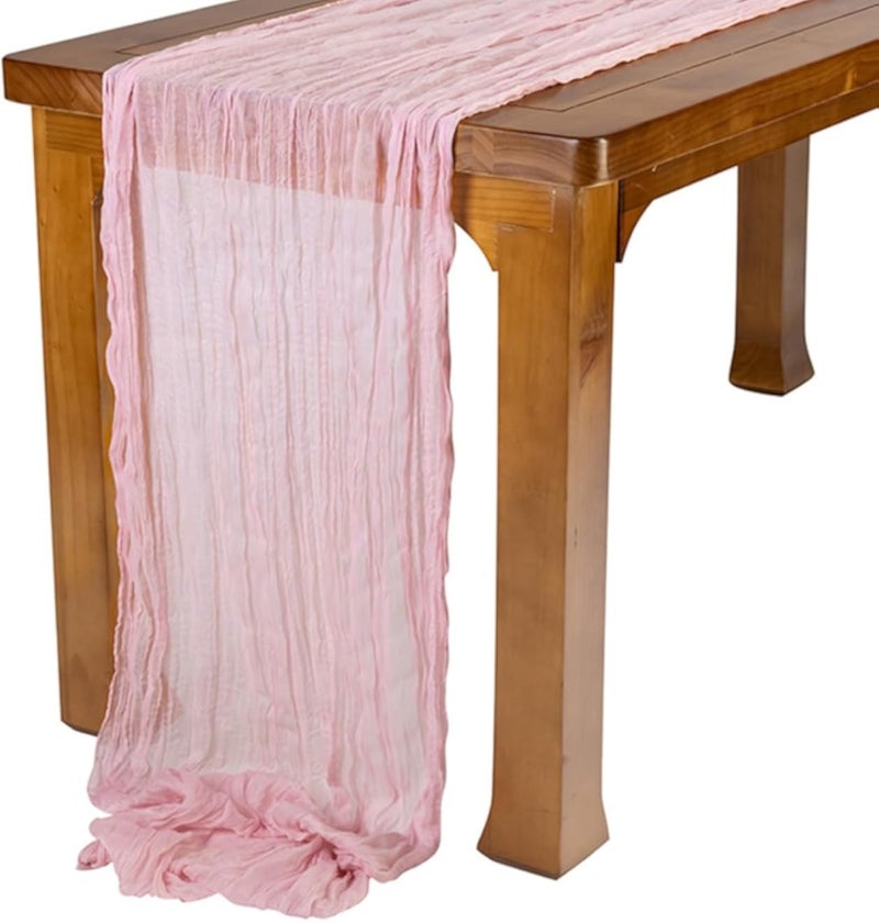 Cheesecloth Table Runner 90x400 cm (13FT) Boho Rustic Wedding Decor - Natural Gauze Tablecloth for Bridal Shower, Birthday Party, Valentineâ€™s Day, Farmhouse Dining (Pink, 1 Pack)
