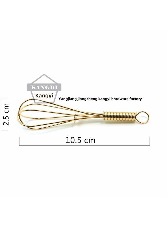 Generic For Spring Egg Beater Egg Mixer Full Size Mini Keychain Manual Egg Beater Gold Silver-Color:Gold 10.5cm  - Image 1