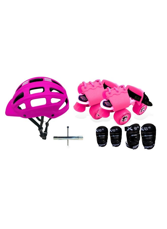 Jaspo jaspo Unisex Pink Heaven Intact Junior Skates Combo (Outdoor Wheel Skates+Helmet+Knee+Elbow) Suitable For Age Upto 5 Years - Image 1