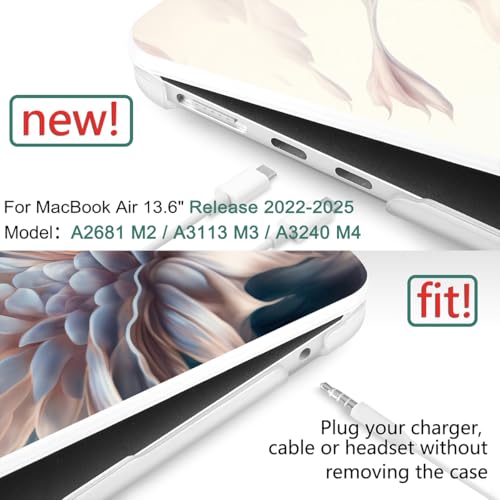 DONGKE for M4 MacBook Air 13.6 Inch Case 2025 2024 2023 2022 Model A3240 A3113 A2681 M3 M2 Chip, Plastic Hard Shell Case Cover with Touch ID for MacBook Air 13 Inch M4 - Beautiful Flower - Image 2