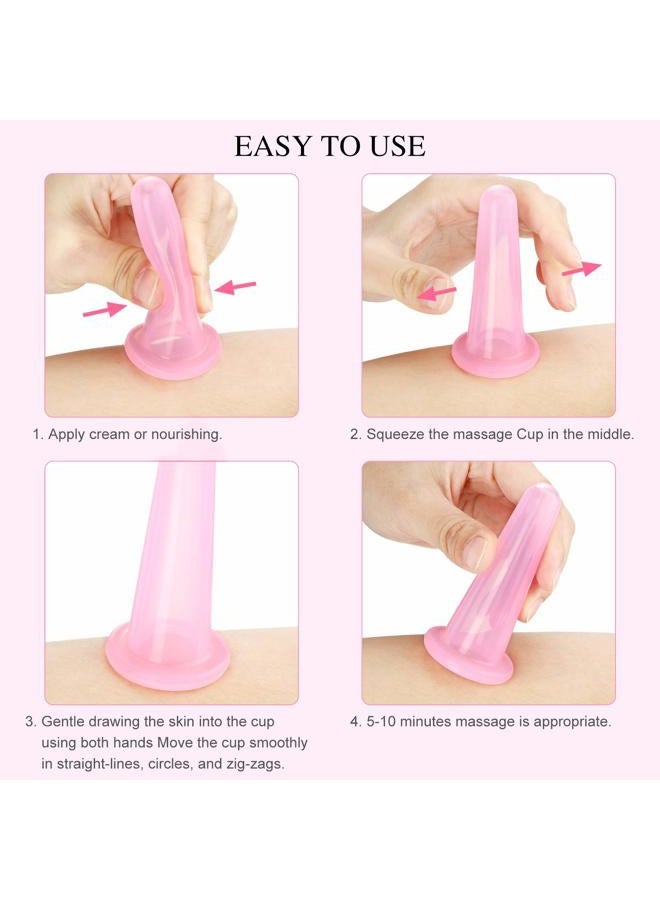 BBTO مجموعة أكواب السيليكون للوجه، مجموعة أكواب تدليك فراغ للجسم والوجه والرقبة والظهر والعين، 6 أكواب وفرشاة تقشير - Image 5