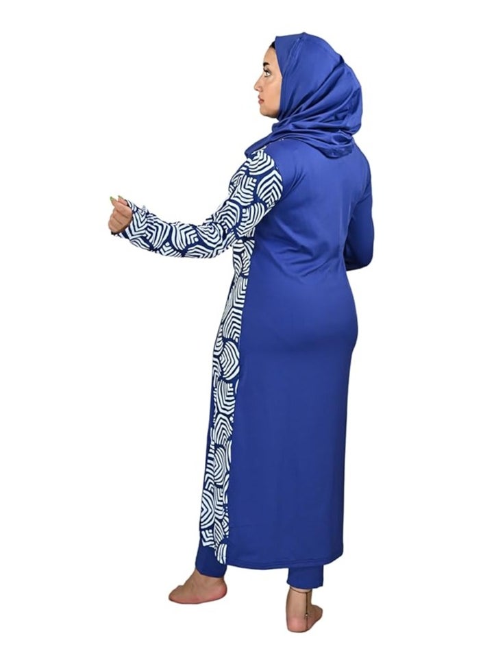 SOL SUAVE - Women Modest Muslim Swimwear with Full Cover Hijab Long Sleeves Swimsuit 3pcs Islamic Burkinis Wear Bathing Suit with special side-print. - Image 1