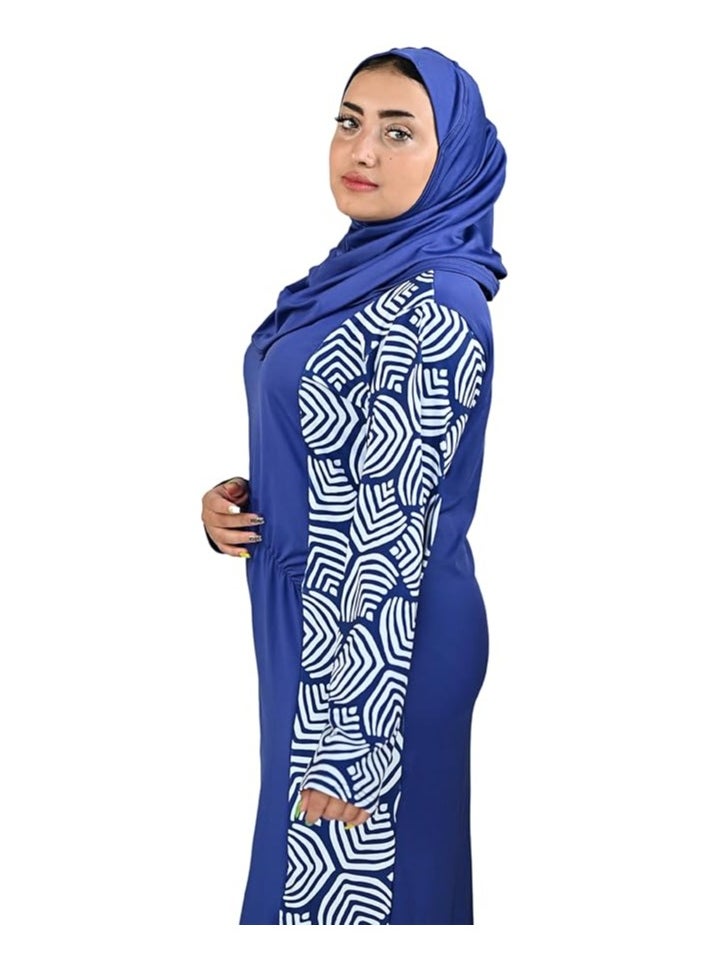 SOL SUAVE - Women Modest Muslim Swimwear with Full Cover Hijab Long Sleeves Swimsuit 3pcs Islamic Burkinis Wear Bathing Suit with special side-print. - Image 1
