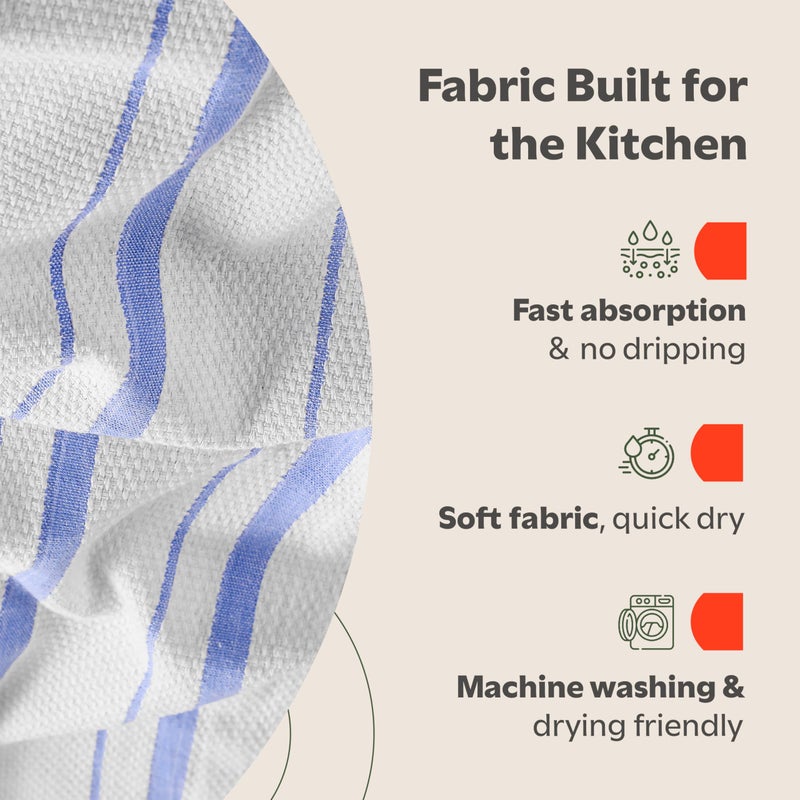 Zeppoli Classic Kitchen Towels - 6 Pack 100% Natural Cotton Towel Set, Reusable Wash Cloths, Absorbent Dish Towels, Machine Washable Hand Towels, Kitchen Essentials, 20â€ x 28â€ - Pastel VAR - Image 4