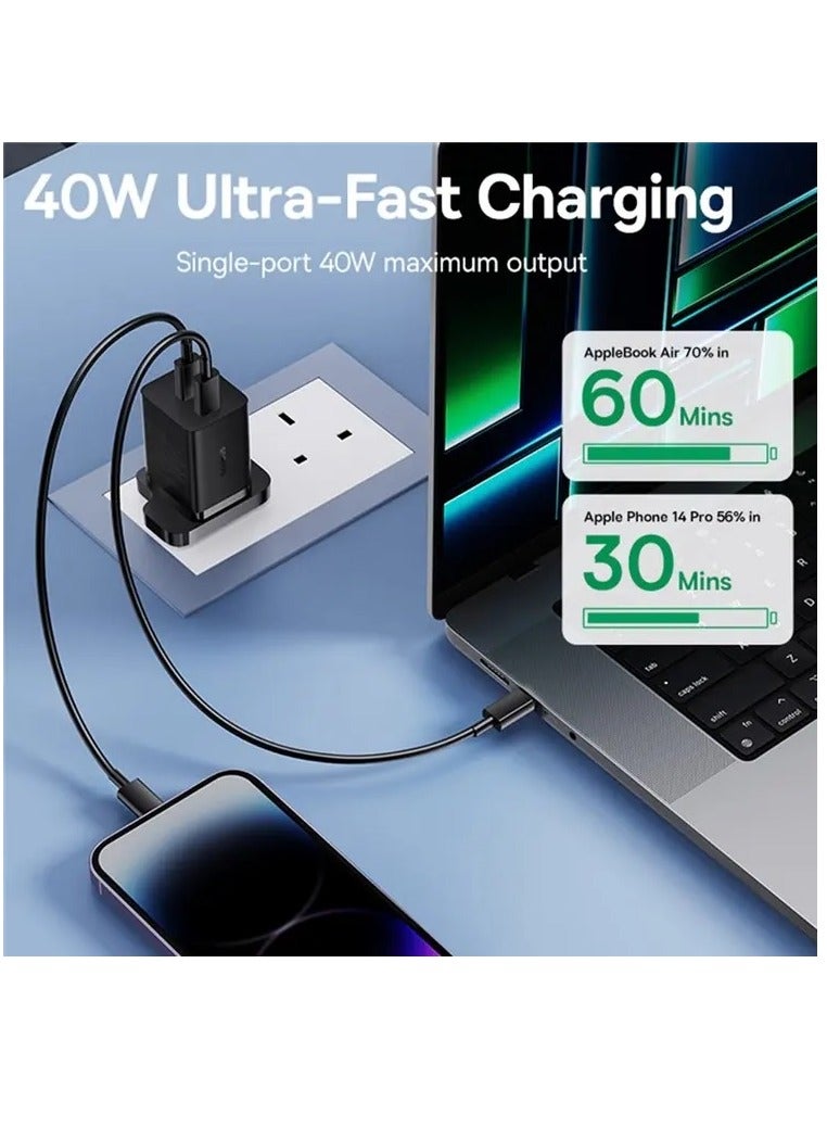 بيسوس شاحن PD 40W USB C GaN5 Pro iPhone 15 شاحن سريع 20W iPad بمنفذين ومقبس حائط من النوع C وشاحن MacBook Air مزدوج USB-C ومحول شحن سريع PD بمقبس USB C وشاحن هاتف Samsung - Image 5