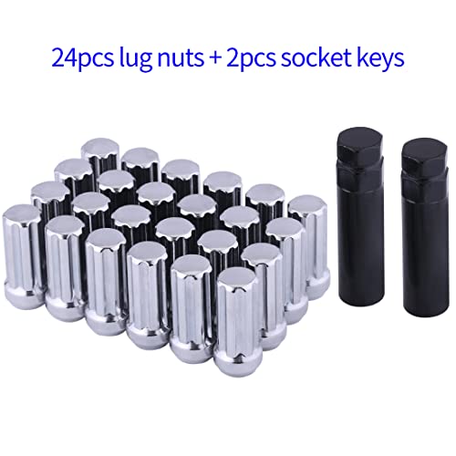 ChnewAuto Chrome M14x1.5 Lug Nuts - 24pc Set, 2" Tall, Fit for Silverado, Suburban, Avalanche - Image 2