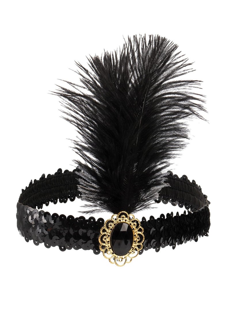Party Dress Up Set, 1920s Flapper Accessories Set for Women, Fancy Dress Party Accessories with Flapper Headband Long Gloves Pearl Necklace, Great Gatsby Theme Party Accessories (A7) - Image 2