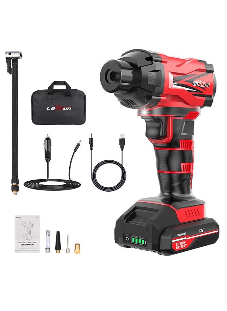 Carsun Electric Portable Air Pump, Strong Cordless Tyre Inflator, High Power Wireless Air Compressor, Lightweight Efficient Air Injector For Bicycle Car Motorcycles, (1pc, Red)  - Image 1