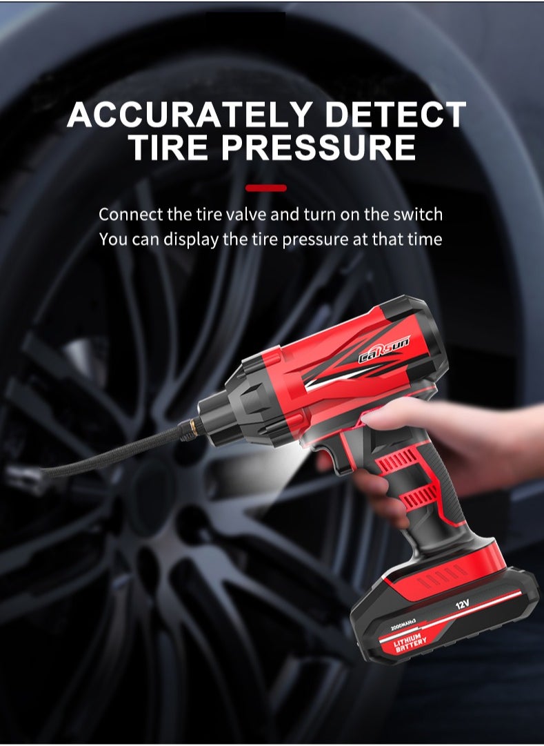 Carsun Electric Portable Air Pump, Strong Cordless Tyre Inflator, High Power Wireless Air Compressor, Lightweight Efficient Air Injector For Bicycle Car Motorcycles, (1pc, Red)  - Image 4