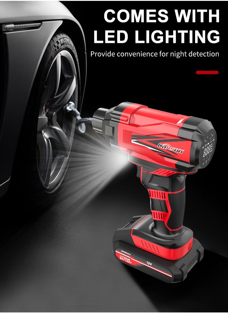 Carsun Electric Portable Air Pump, Strong Cordless Tyre Inflator, High Power Wireless Air Compressor, Lightweight Efficient Air Injector For Bicycle Car Motorcycles, (1pc, Red)  - Image 5