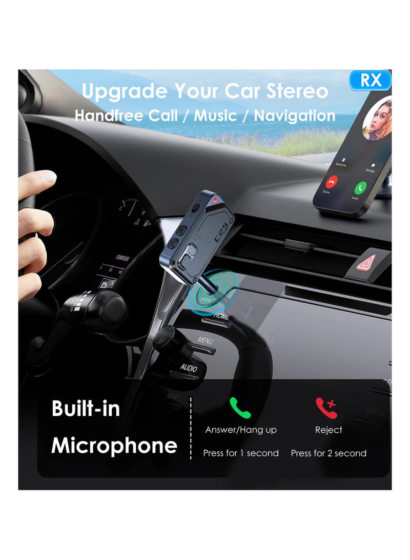 SYOSI Bluetooth Transmitter Receiver, Bluetooth AUX Adapter for Car, Bluetooth Transmitter for TV/Airplane/Headphones, Bluetooth Receiver for Home Stereo Car Adapter, AUX to Bluetooth 5.3 Adapter - Image 3