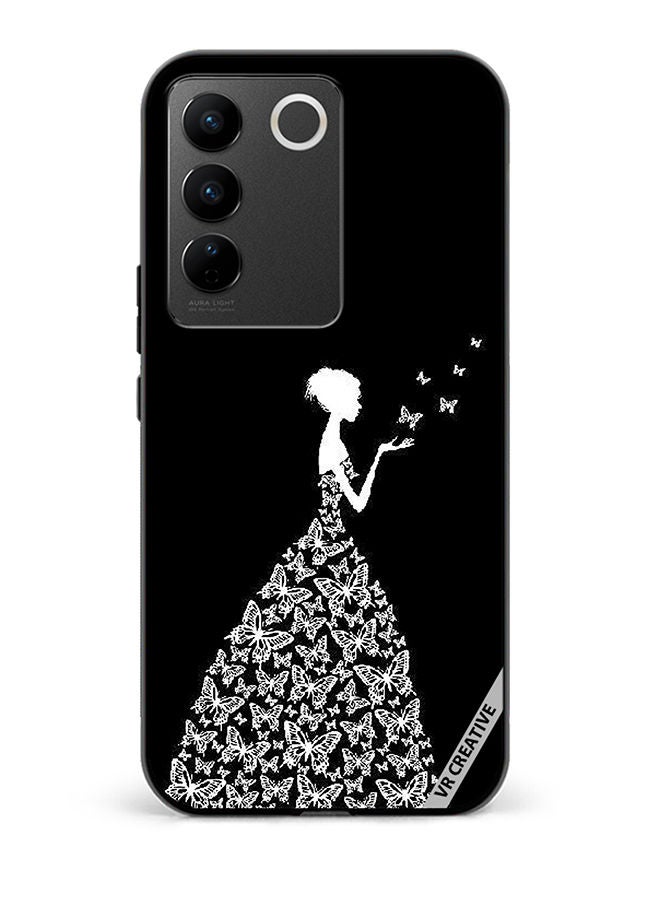 VR CREATIVE Protective Case Cover For Vivo V27 Pro Girl In Butterfly Dress Design Multicolour  - Image 1