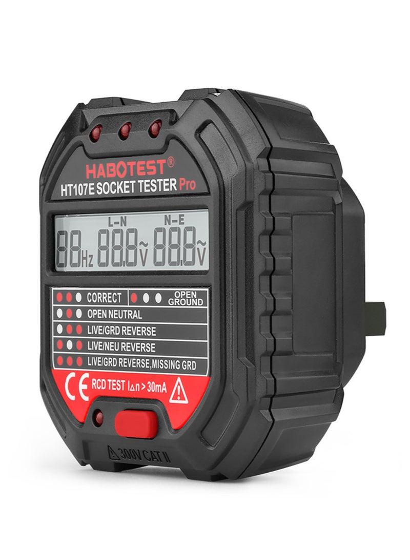 HABOTEST Outlet Tester, Socket Tester with Voltage Display (HT107E) - Image 2