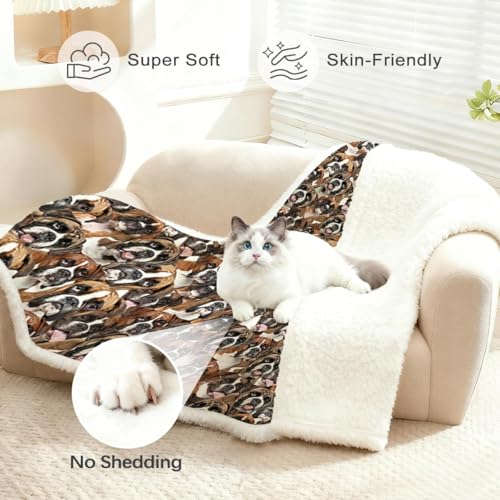 BlessLiving Boxer Blankets Super Soft Fuzzy Dogs Blanket for Kids Adults Cute Puppy Fleece Blanket Reversible Animal Brown Sherpa Throw Thick Lightweight Cozy Plush Blankets (White Boxer,Twin,60"x80") - Image 2