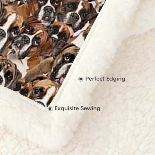 BlessLiving Boxer Blankets Super Soft Fuzzy Dogs Blanket for Kids Adults Cute Puppy Fleece Blanket Reversible Animal Brown Sherpa Throw Thick Lightweight Cozy Plush Blankets (White Boxer,Twin,60"x80") - Image 4
