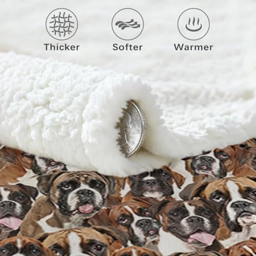 BlessLiving Boxer Blankets Super Soft Fuzzy Dogs Blanket for Kids Adults Cute Puppy Fleece Blanket Reversible Animal Brown Sherpa Throw Thick Lightweight Cozy Plush Blankets (White Boxer,Twin,60"x80") - Image 5