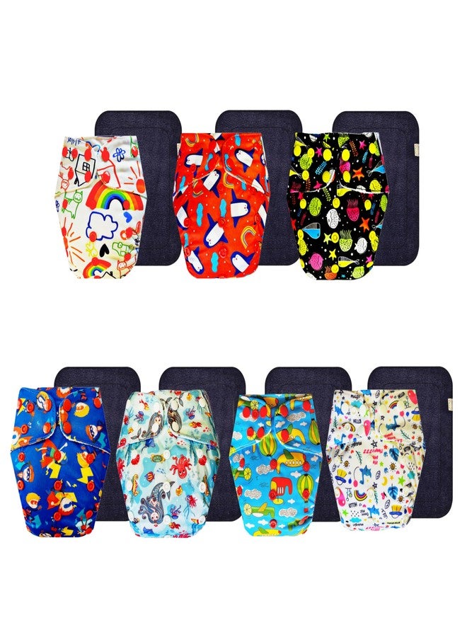 Dumbledo Premium Cloth Diaper with Black Insert (Pack of 7) | Dry Feel and Comfortable | Reusable & Washable | Adjustable Snaps | Worry-Free Diapering | 3 Months - 3 Years | Unisex Baby - Image 1