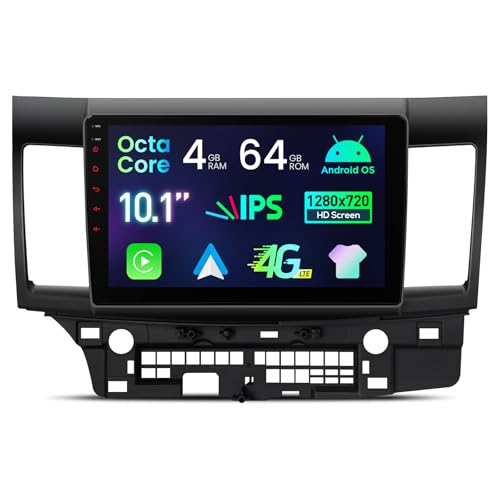 Xtrons ستيريو سيارة XTRONS لميتسوبيشي لانسر، أندرويد 14 ثماني النواة 4 جيجابايت رام 64 جيجابايت روم راديو سيارة، شاشة تعمل باللمس IPS بحجم 10.1 بوصة، نظام تحديد المواقع GPS، بلوتوث، وحدة رئيسية تدعم CarPlay وAndroid Auto و4G LTE - Image 1