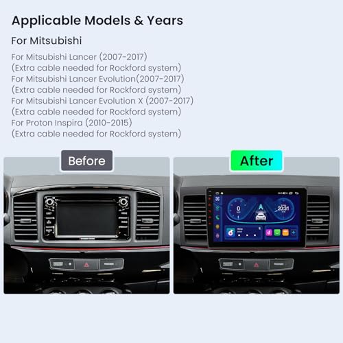 Xtrons ستيريو سيارة XTRONS لميتسوبيشي لانسر، أندرويد 14 ثماني النواة 4 جيجابايت رام 64 جيجابايت روم راديو سيارة، شاشة تعمل باللمس IPS بحجم 10.1 بوصة، نظام تحديد المواقع GPS، بلوتوث، وحدة رئيسية تدعم CarPlay وAndroid Auto و4G LTE - Image 2