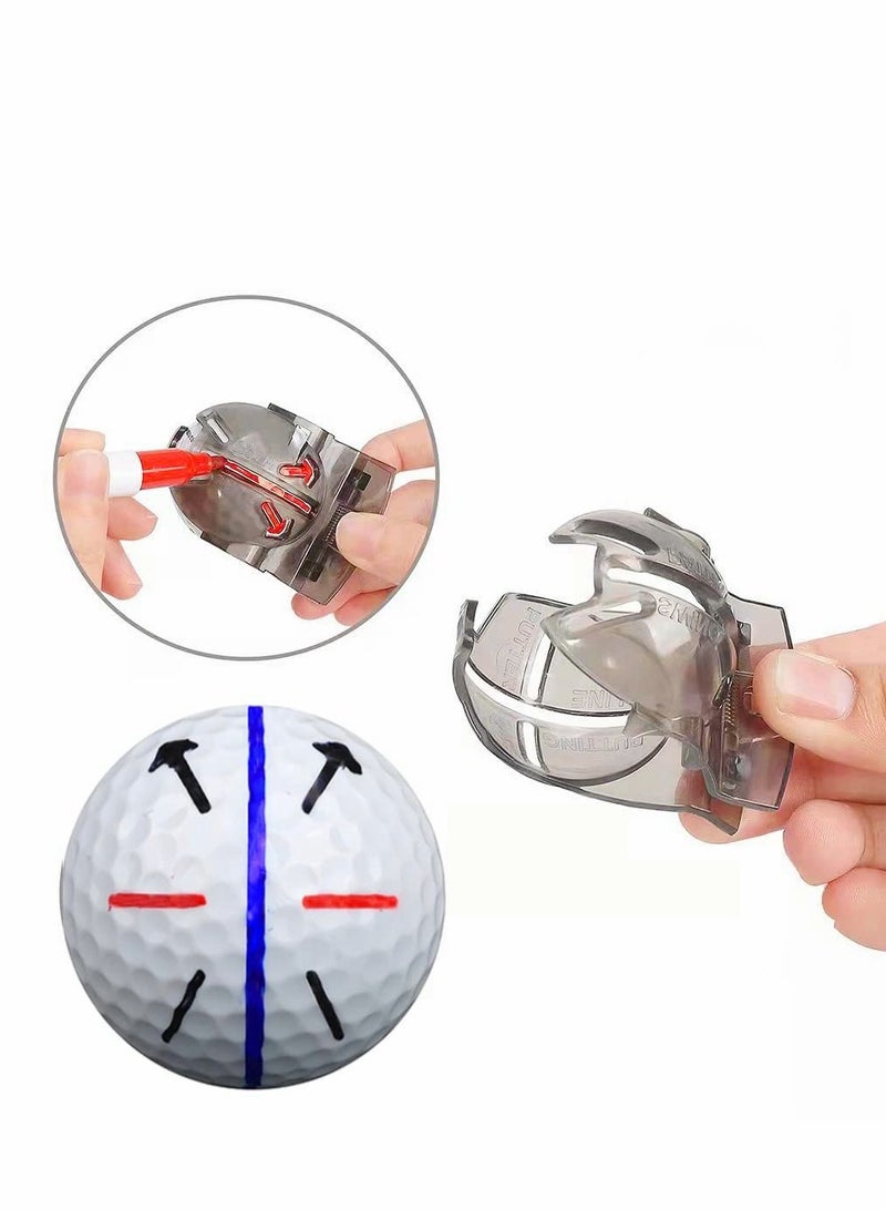 SOLARAE 8 Pcs Precision Golf Ball Marker Including 4 Golf Ball Marking Stencils and 4 Colors Golf Ball Markers, Golf Ball Line Marking Tool Kit, Alignment Identification Tool (Red + Blue + Black + Green Pen) - Image 3