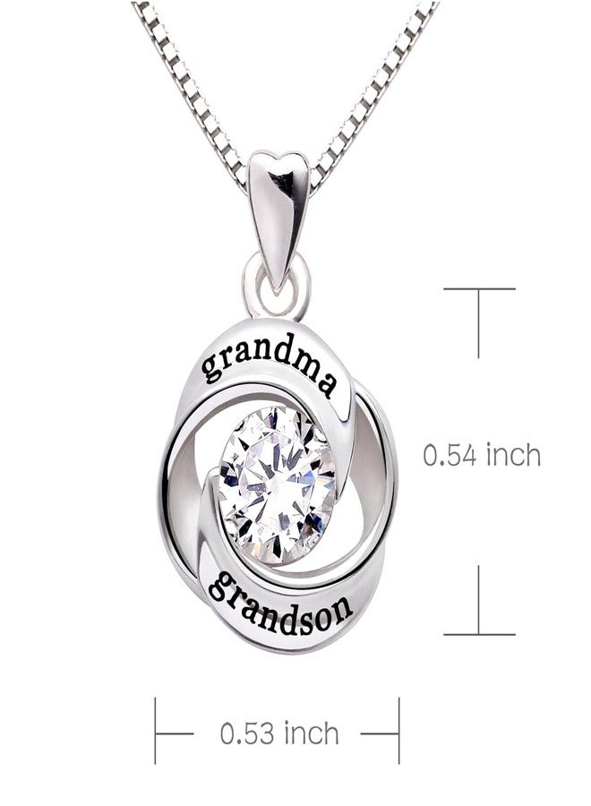 ALOV Jewelry Sterling Silver grandma and grandson Love Heart Cubic Zirconia Pendant Necklace - Image 3