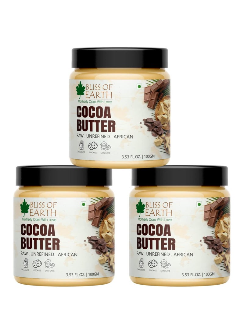 BLISS OF EARTH Cocoa Butter 100% Pure Organic Raw  100GM Raw Unrefined  PACK OF 3  - Image 1