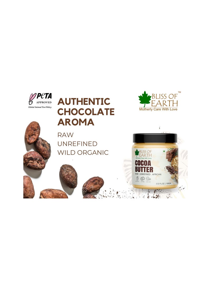 BLISS OF EARTH Cocoa Butter 100% Pure Organic Raw  100GM Raw Unrefined  PACK OF 3  - Image 2