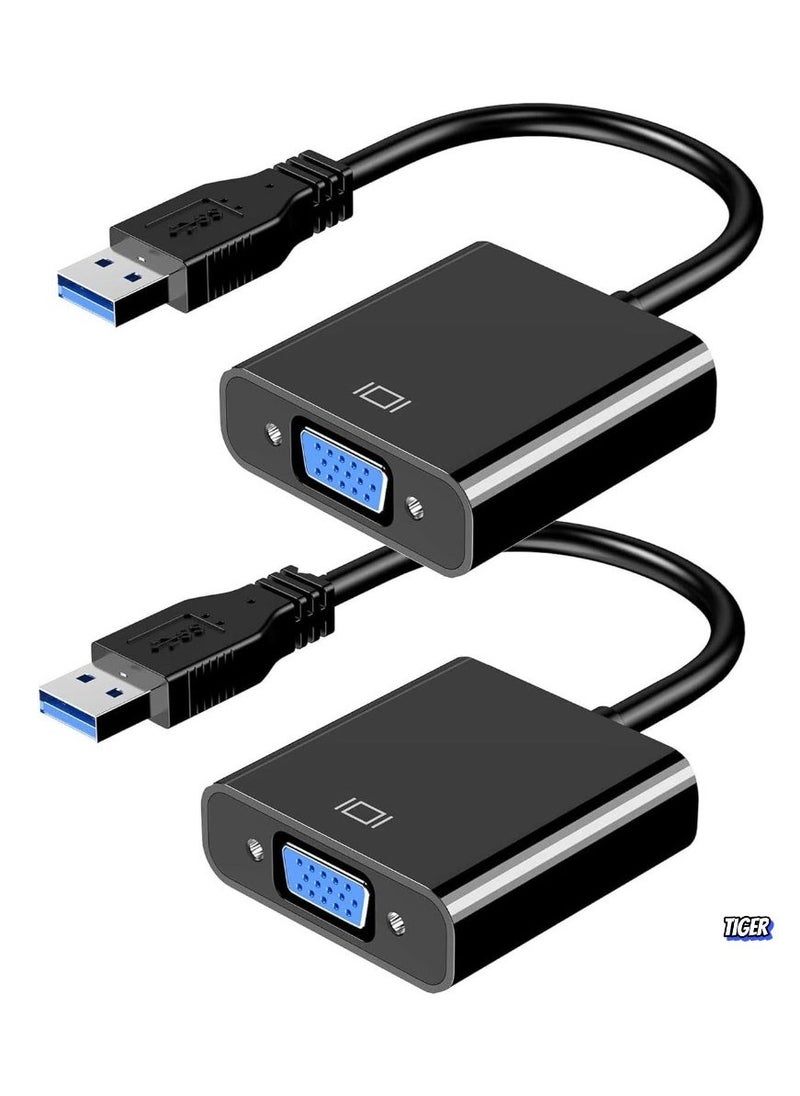 TIGER محول كابل USB إلى VGA، محول فيديو متعدد العرض VGA إلى USB 3.0/2.0 بدقة 1080P للكمبيوتر المحمول، الكمبيوتر المكتبي، الكمبيوتر الشخصي إلى الشاشة، البروجيكتور، التلفاز (لا يدعم Chromebook) - Image 1