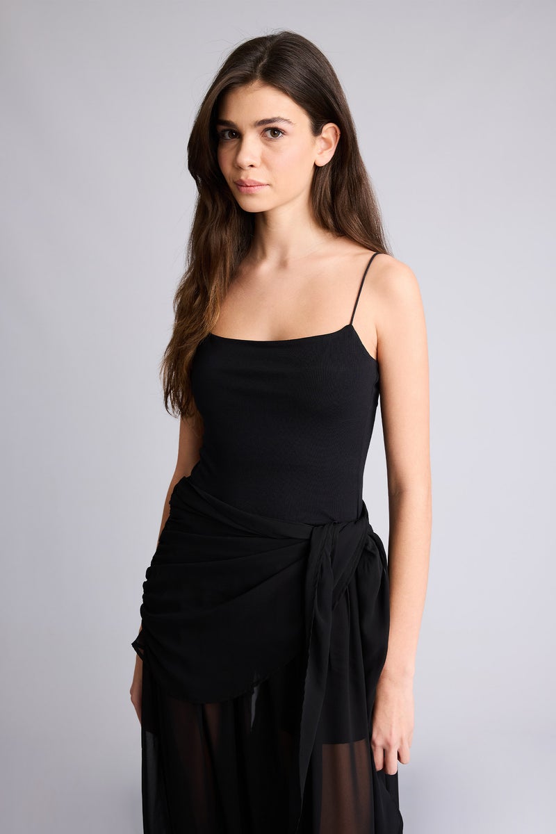 DeFacto Black Woman Slim Fit Strappy Tank Top Casual - Image 1