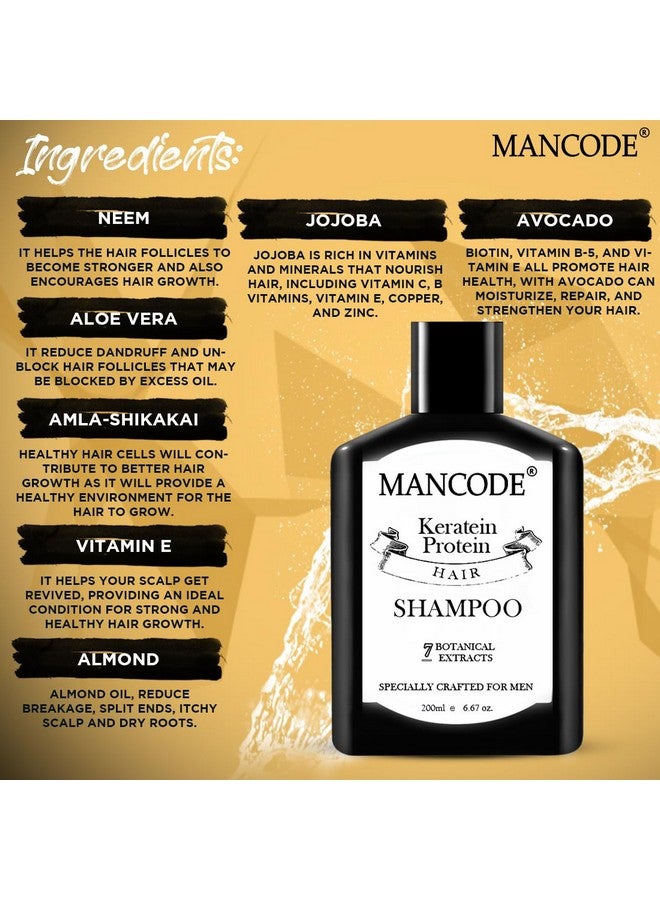 MAN CODE Mancode Keratin Shampoo For Men Gentle Cleansing Soft Smooth Shiny Hair Damage Repair Strengthens Weak Hair No Mineral Oil Hair Shampoo For Men (Pack Of 1) - Image 5