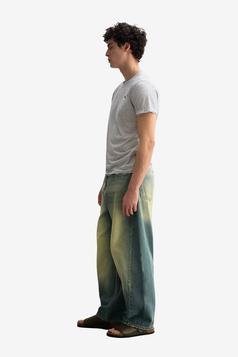Giesto Khaki Green GIESTO Embroidered Striped Crew Neck T-Shirt for Men | Best Price UAE