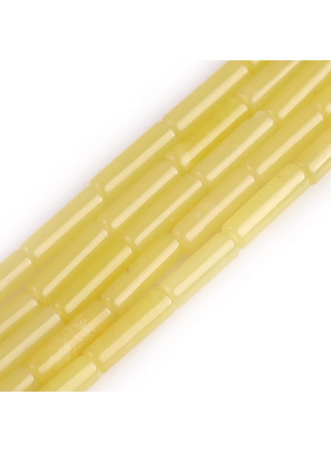 4x12 مللي متر أنبوب عمود الليمون اليشم الأحجار الكريمة فضفاض الخرز لصنع المجوهرات 15 - Image 1
