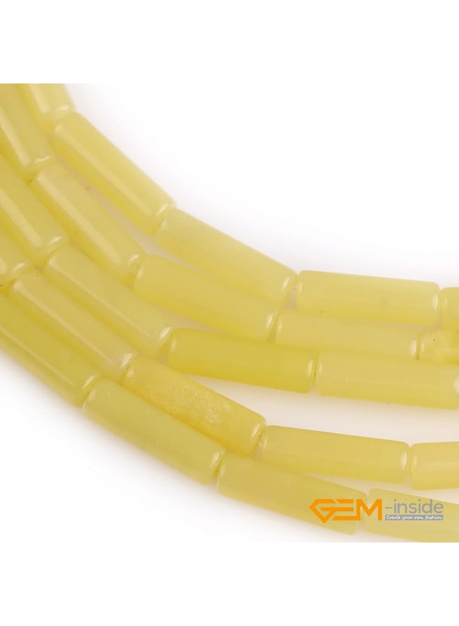 4x12 مللي متر أنبوب عمود الليمون اليشم الأحجار الكريمة فضفاض الخرز لصنع المجوهرات 15 - Image 5
