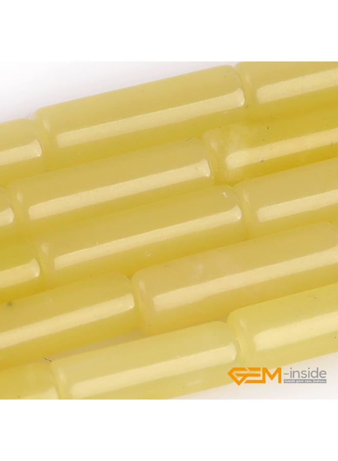 4x12 مللي متر أنبوب عمود الليمون اليشم الأحجار الكريمة فضفاض الخرز لصنع المجوهرات 15 - Image 3