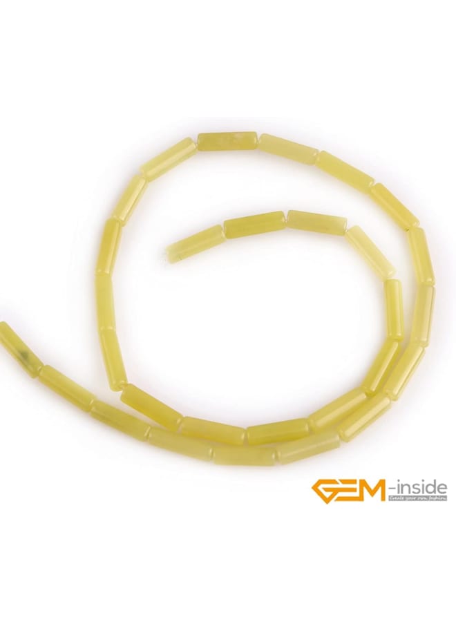 4x12 مللي متر أنبوب عمود الليمون اليشم الأحجار الكريمة فضفاض الخرز لصنع المجوهرات 15 - Image 2