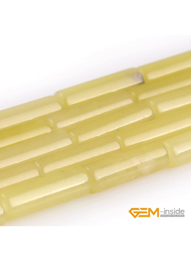 4x12 مللي متر أنبوب عمود الليمون اليشم الأحجار الكريمة فضفاض الخرز لصنع المجوهرات 15 - Image 4