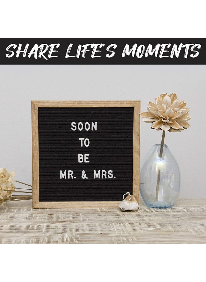 Felt Like Sharing - Felt Letter Board, 10X10In Changeable Letter Board With Letters White 300 Piece Felt Message Board, Oak Frame Wooden Letter Board For Baby Announcements, Milestones, Office Decor & More (Black) - Image 1